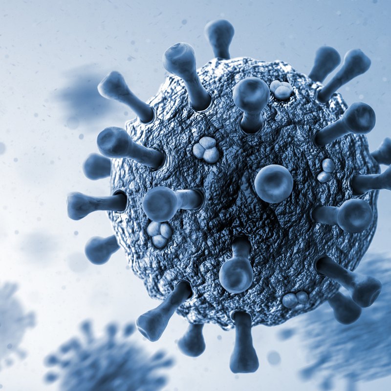 Close-up illustration of the Epstein-Barr virus