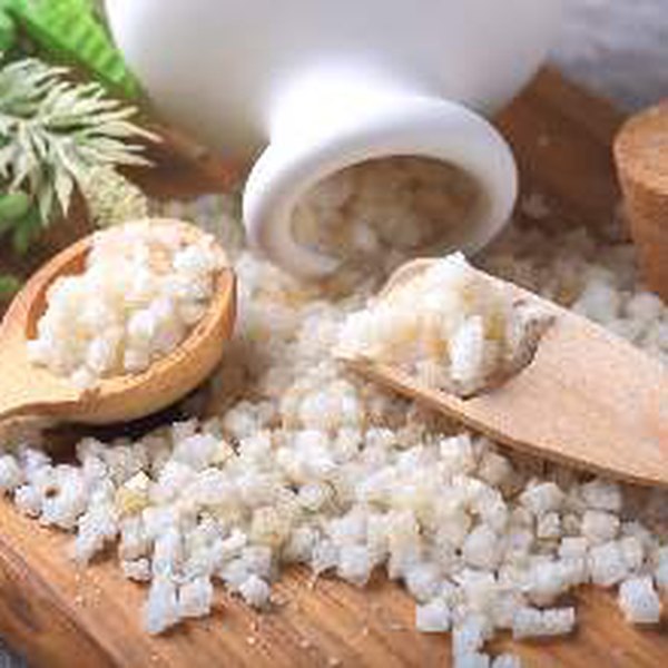 Sea salt on a wooden spoon